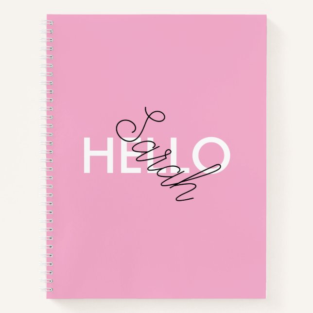 Cuaderno Portátil "Hello" rosa personalizado con Personaliz (Anverso)