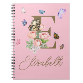 Cuaderno Portátil inicial de mariposa personalizado