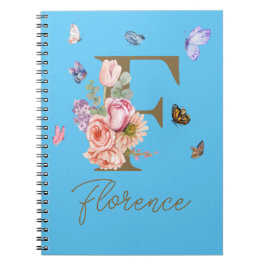 Cuaderno Portátil inicial de mariposa personalizado