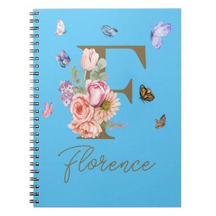 Cuaderno Portátil inicial de mariposa personalizado