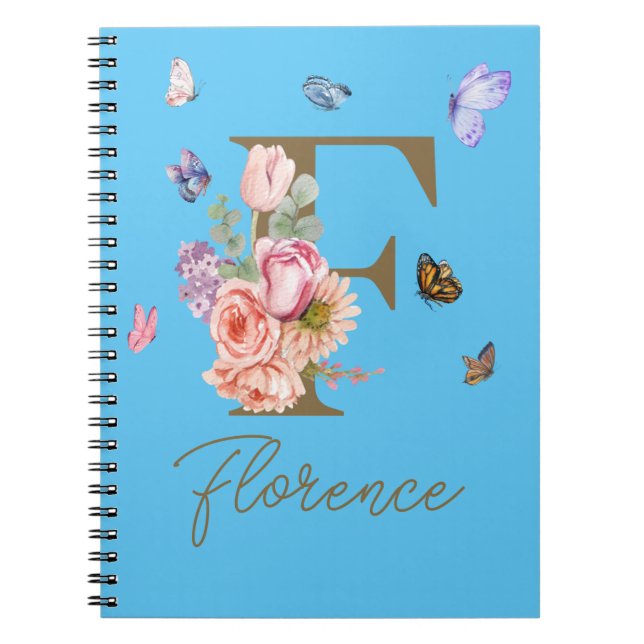 Cuaderno Portátil inicial de mariposa personalizado (Frente)