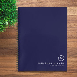 Cuaderno Portátil inicial monograma azul de la Marina minim