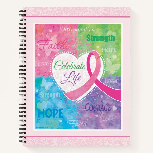 Cuaderno Portátil Inspirador de cinta rosa (Anverso)