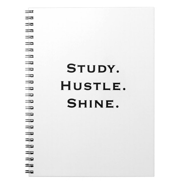 Cuaderno Portátil inspirador - Estudio. Hustle. Brilla. (Frente)