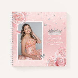 Cuaderno Portátil invitado Quinceanera de fotos rosa Rubor