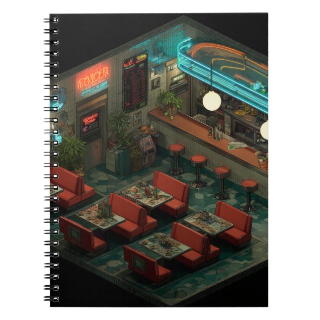 Cuaderno Portátil Isometric Night Diner Glow (Frente)