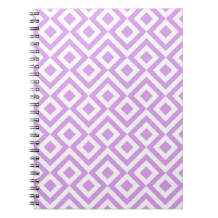 Cuaderno Portátil Lavanda y Meander blanco