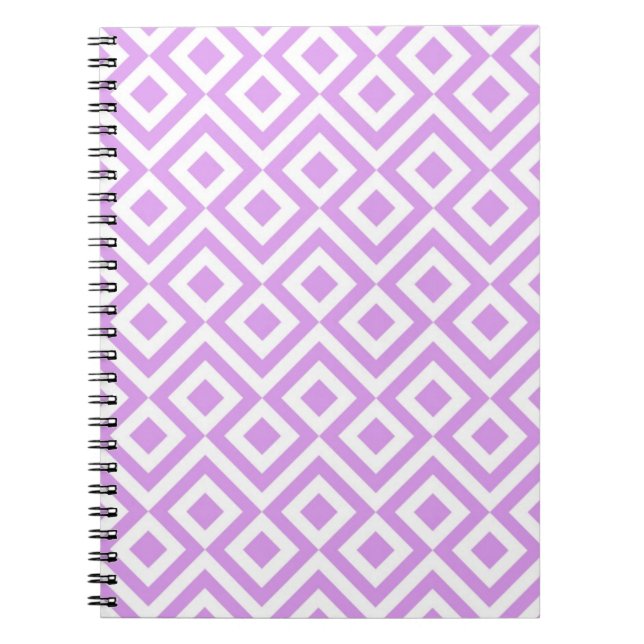 Cuaderno Portátil Lavanda y Meander blanco (Frente)