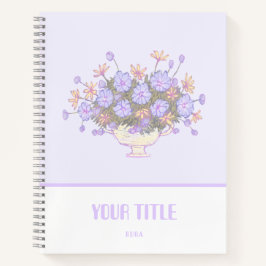Cuaderno Portátil malva con flores dibujadas a mano