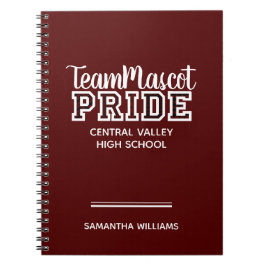 Cuaderno Portátil Maroon School Pride Mascota Nombre