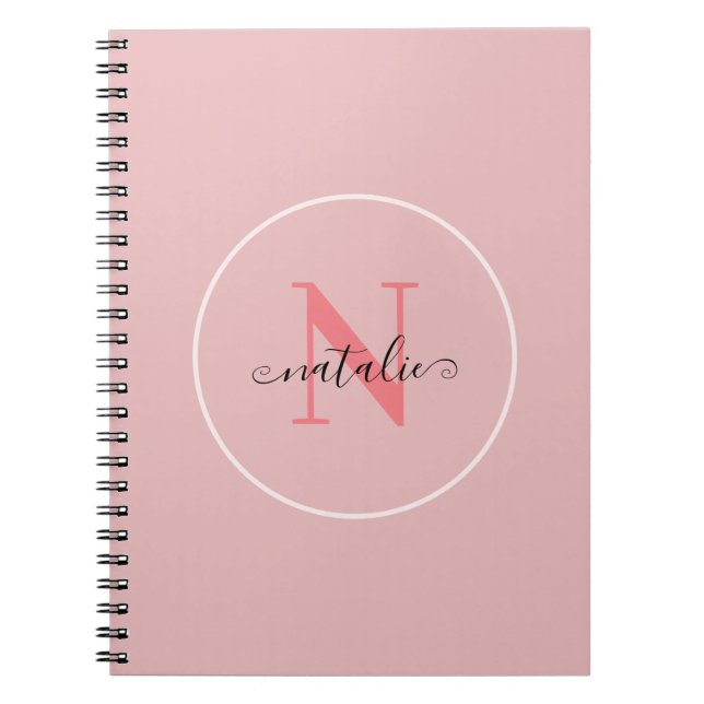 Cuaderno Portátil Minimalista de espiral rosada personaliza (Frente)