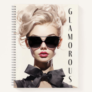 Cuaderno Portátil: Modelo de moda glamuroso negro