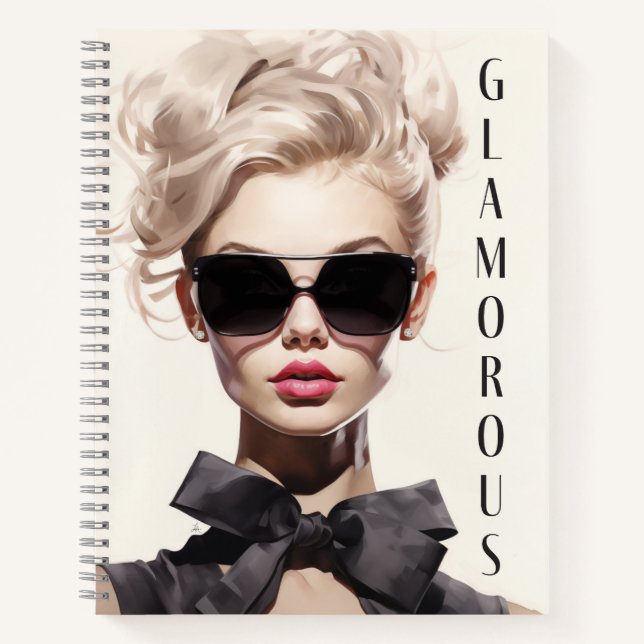 Cuaderno Portátil: Modelo de moda glamuroso negro (Anverso)