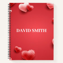 Cuaderno portátil moderno con corazones