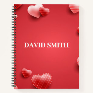Cuaderno portátil moderno con corazones