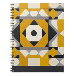 Cuaderno portátil moderno de espiral geométrica amarillo y 