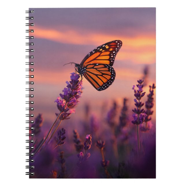 Cuaderno Portátil monarca mariposa para la puesta de sol (Frente)