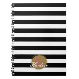 Cuaderno Portátil monográfico con rayas blancas y negras