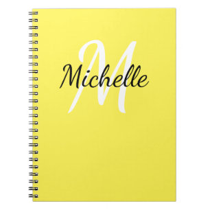Cuaderno Portátil monograma amarillo y blanco Personalizado