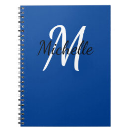 Cuaderno Portátil monograma azul y blanco Personalizado