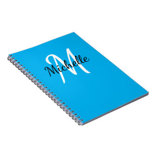 Cuaderno Portátil monograma azul y blanco Personalizado
