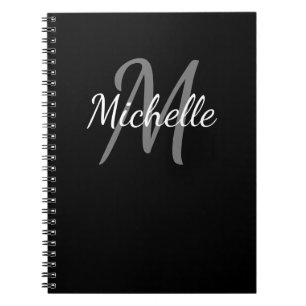 Cuaderno Portátil monograma blanco y negro Personalizado