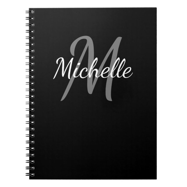 Cuaderno Portátil monograma blanco y negro Personalizado (Frente)