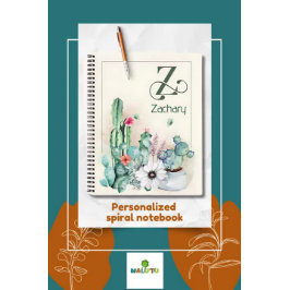Cuaderno Portátil monograma Cactus personalizado