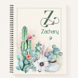 Cuaderno Portátil monograma Cactus personalizado
