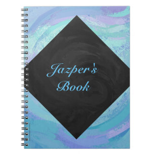 Cuaderno Portátil monograma con textura azul y negro de gla