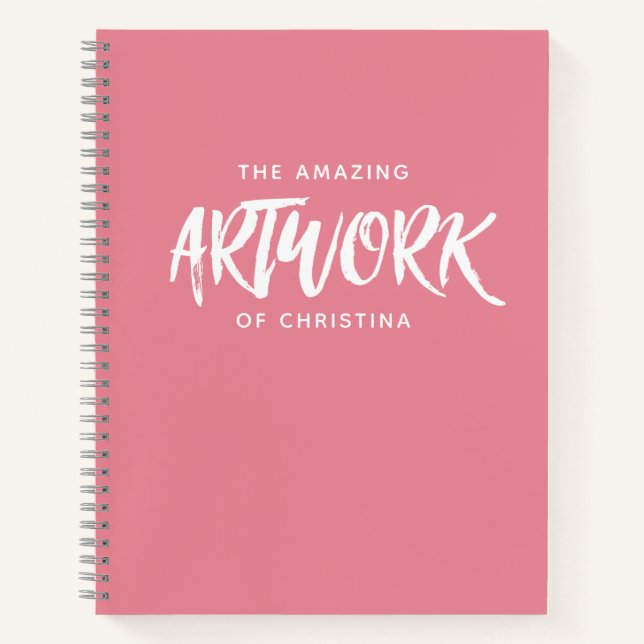 Cuaderno Portátil monograma de artista rosado (Anverso)