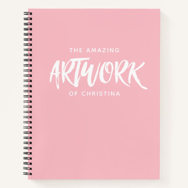 Cuaderno Portátil monograma de artista rosado (Anverso)