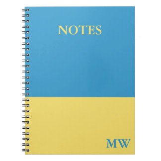 Cuaderno Portátil monograma de bloques de color azul cielo