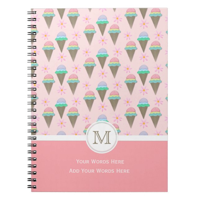 Cuaderno Portátil monograma de crema de hielo (Frente)