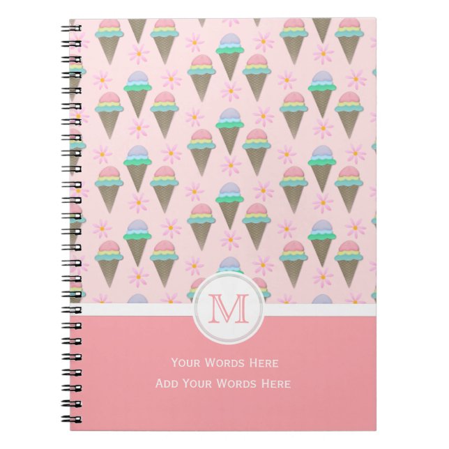 Cuaderno Portátil monograma de crema de hielo (Frente)
