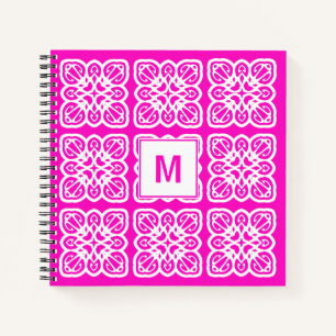 Cuaderno Portátil monograma de encaje rosado bonito Girlie