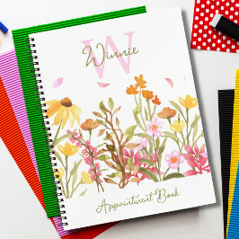 Cuaderno Portátil Monograma de Flor Silvestre