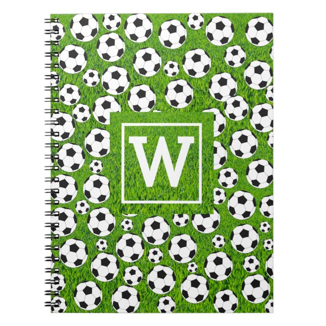 Cuaderno Portátil monograma de fútbol (Frente)