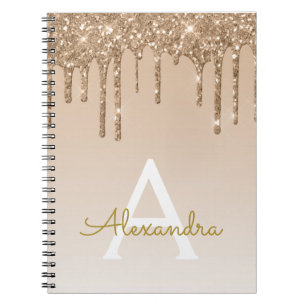 Cuaderno Portátil monograma de lujo Gold Purpurina