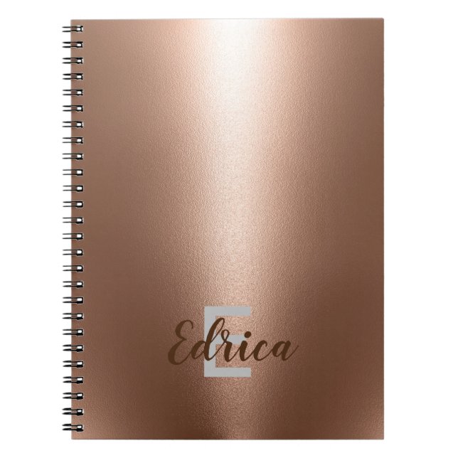 Cuaderno Portátil monograma de oro Rosa de moda (Frente)