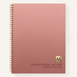 Cuaderno Portátil monograma de oro Rosa personalizado