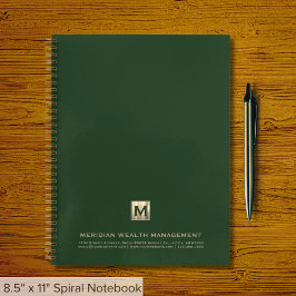 Cuaderno Portátil monograma de oro verde oscuro personaliza