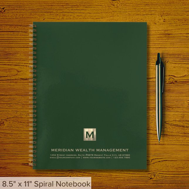 Cuaderno Portátil monograma de oro verde oscuro personaliza (Subido por el creador)