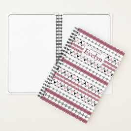 Cuaderno Portátil monograma de patrón rosado personalizado