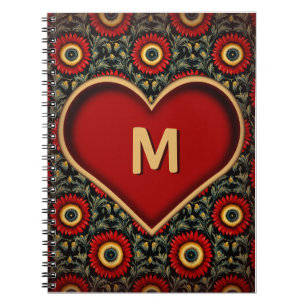 Cuaderno Portátil monograma de personalizable rojo vintage