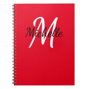 Cuaderno Portátil monograma de Personalizado rojo y blanco