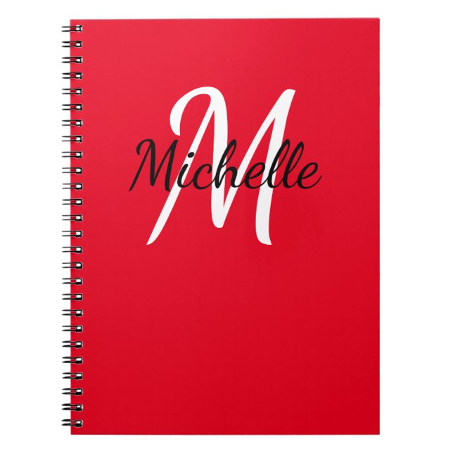 Cuaderno Portátil monograma de Personalizado rojo y blanco (Frente)