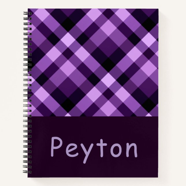 Cuaderno Portátil monograma de Pluma Púrpura Moderna (Anverso)