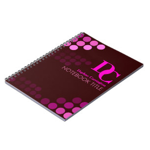 Cuaderno Portátil monograma de puntos rosados funky de Borg