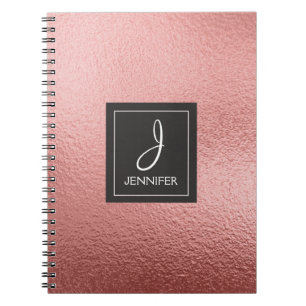 Cuaderno Portátil monograma de Relieve metalizado dorado Ro